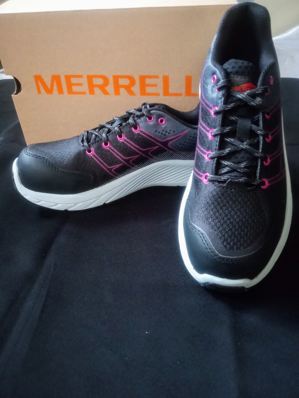 Women's Merrell Black Sneakers with Pink Accents